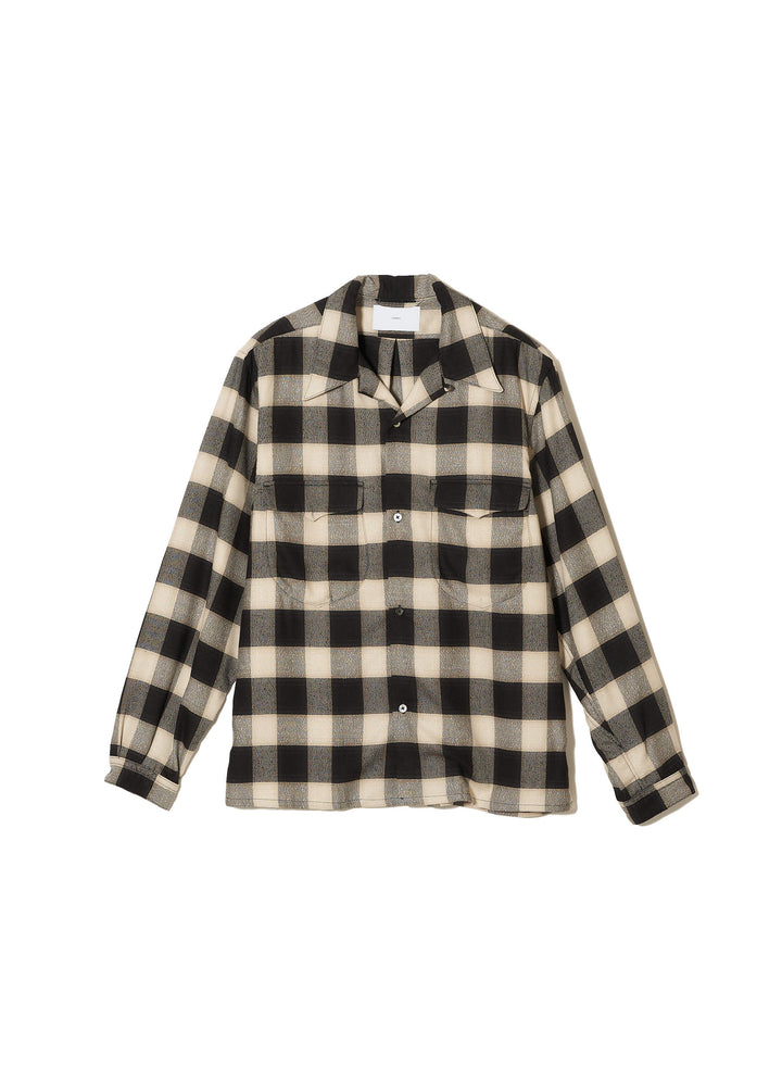 OMBRE PLAID OPEN COLLAR BLOUSE