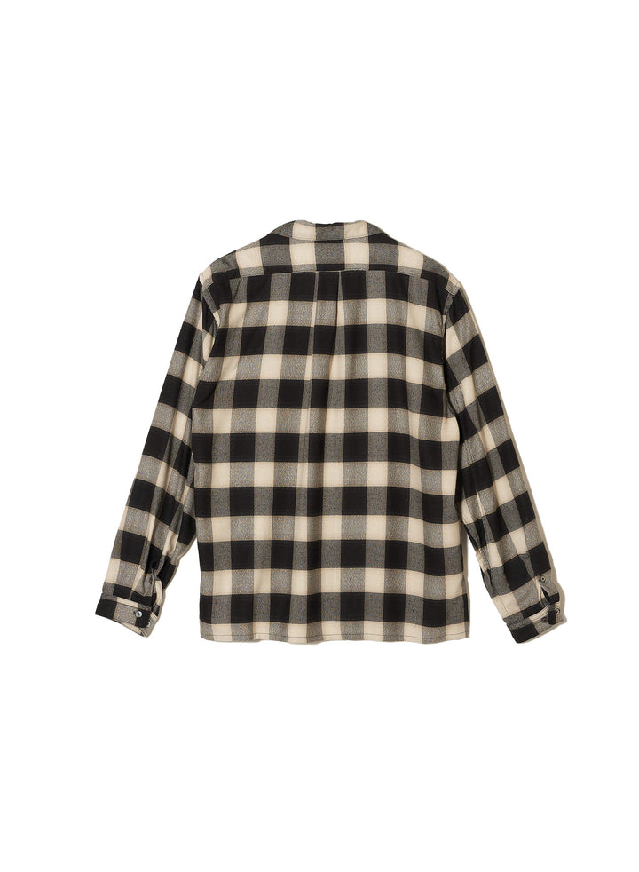 OMBRE PLAID OPEN COLLAR BLOUSE