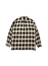 OMBRE PLAID LOOSE OPEN COLLAR BLOUSE