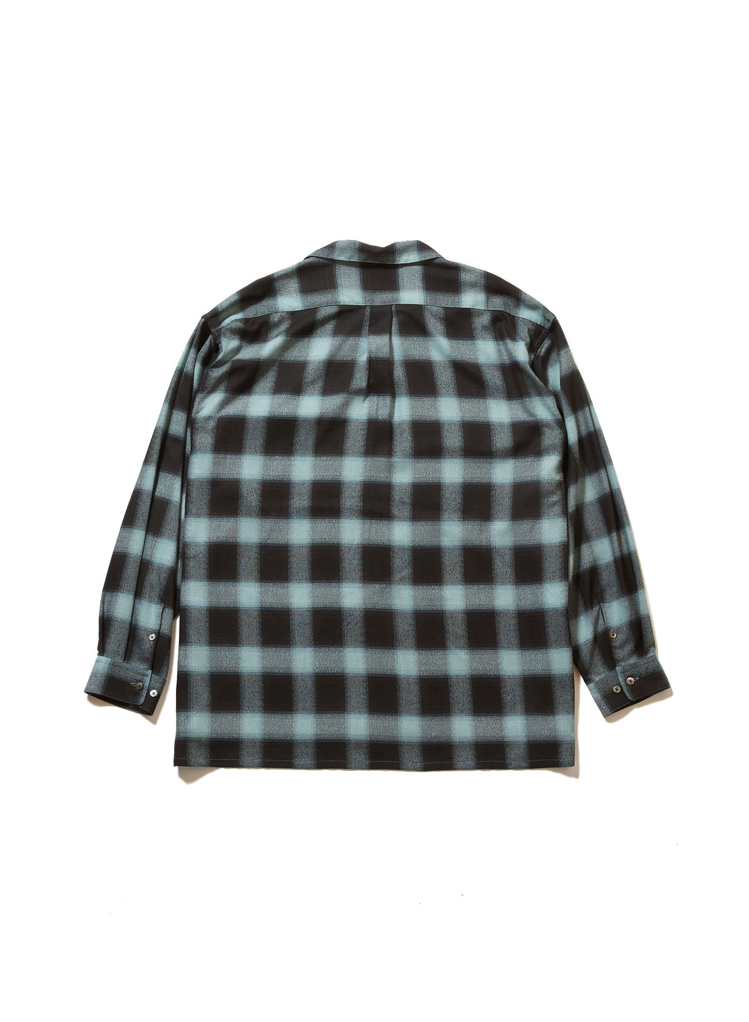 OMBRE PLAID LOOSE OPEN COLLAR BLOUSE