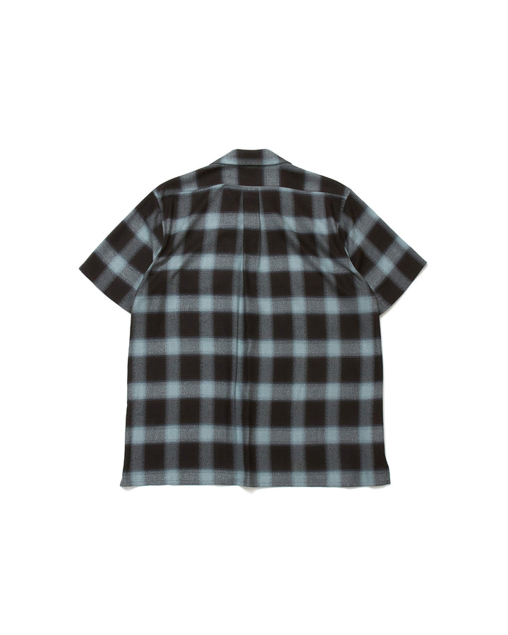 OMBRE PLAID LOOSE HALF SLEEVE BLOUSE