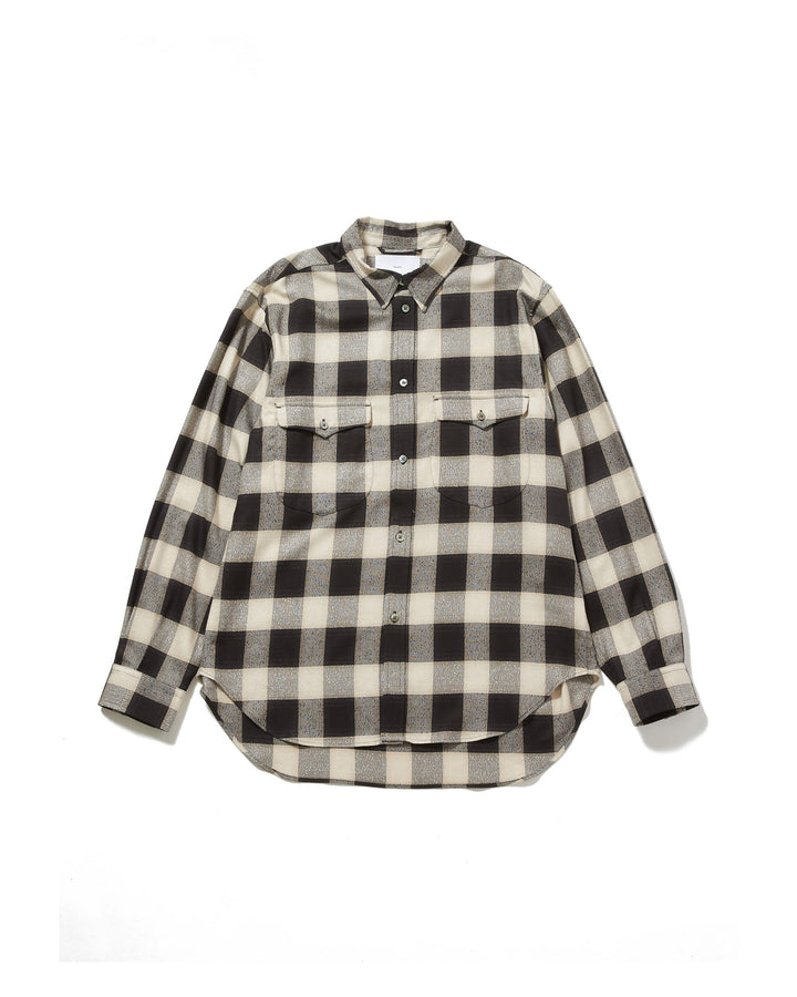 OMBRE PLAID CLASSIC COLLAR BLOUSE