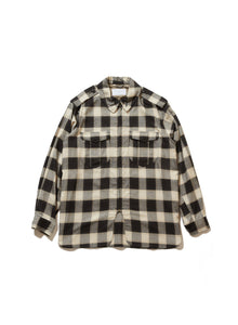  OMBRE PLAID ZIP-UP MILITARY BLOUSE