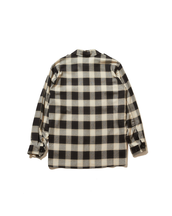 OMBRE PLAID ZIP-UP MILITARY BLOUSE 