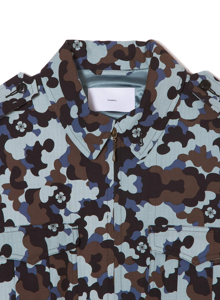 FLOWER CAMO ZIP-UP MILITARY BLOUSE