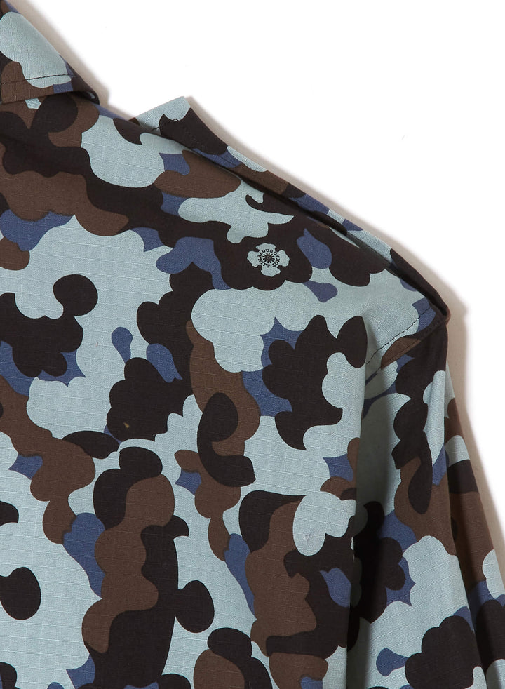 FLOWER CAMO ZIP-UP MILITARY BLOUSE