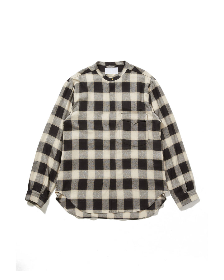 OMBRE PLAID STUD-BOTTUN BLOUSE