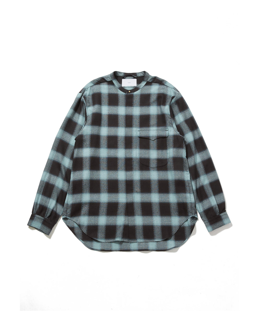 OMBRE PLAID STUD-BOTTUN BLOUSE