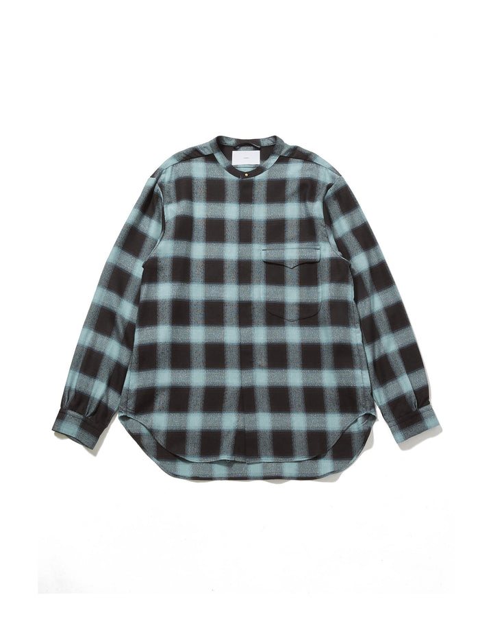 OMBRE PLAID STUD-BOTTUN BLOUSE