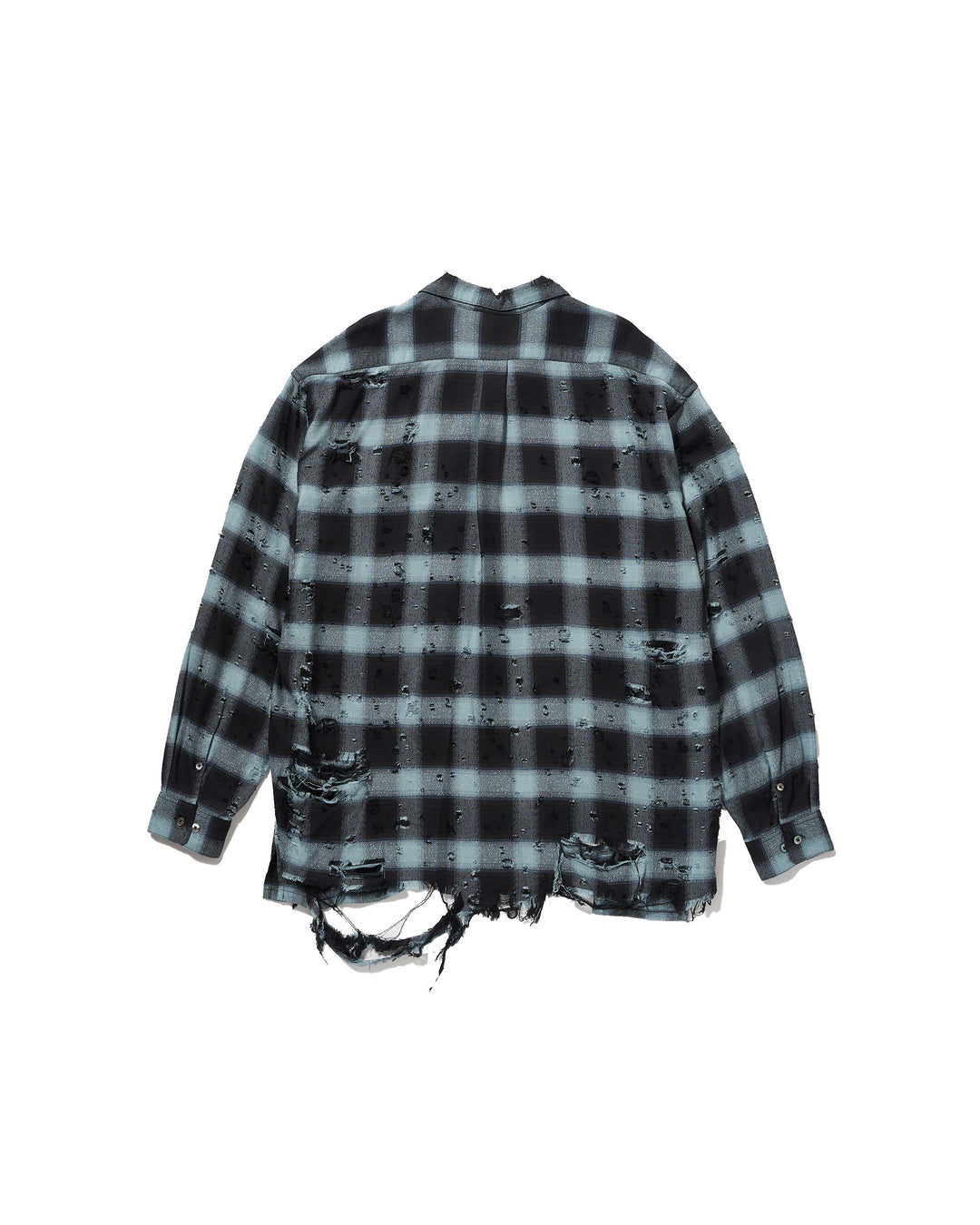 DESTRRESSED OMBRE PLAID BLOUSE