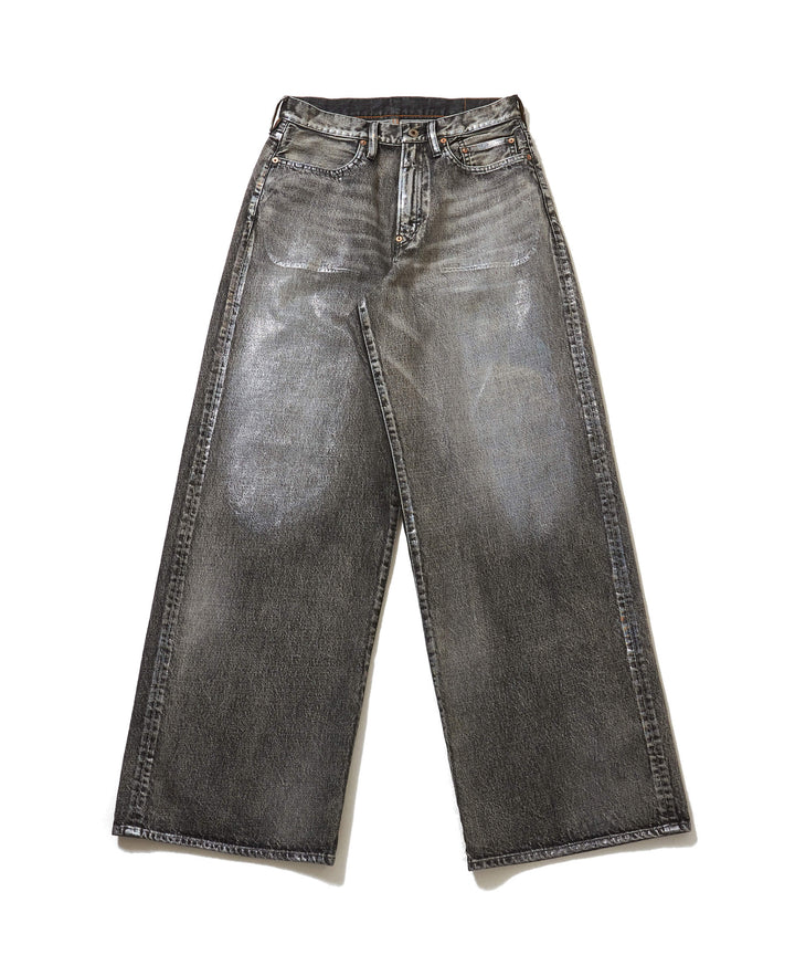 FOILED DENIM TROUSERS WIDE CUT