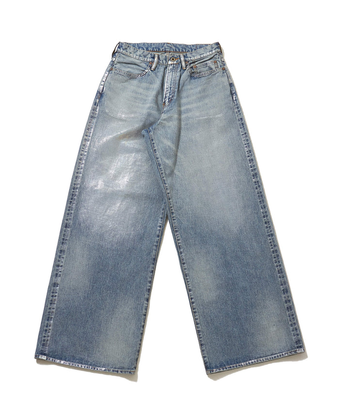 FOILED DENIM TROUSERS WIDE CUT