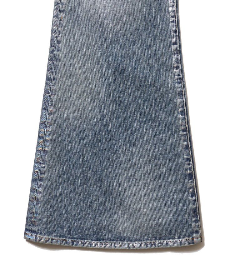 FOILED DENIM TROUSERS FLARED CUT