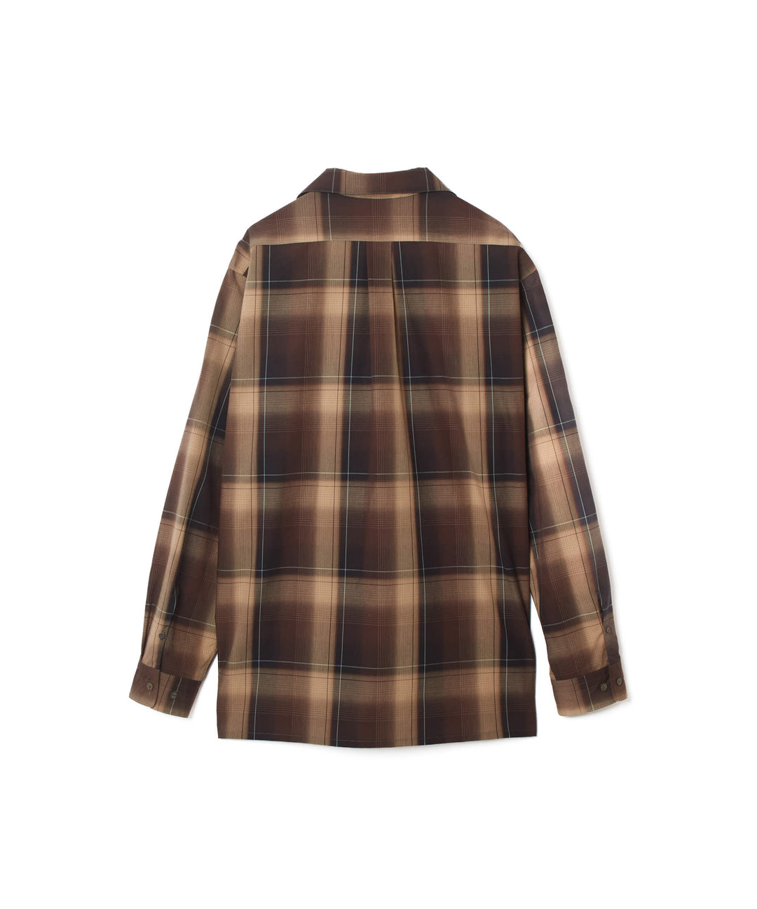 OMBRE PLAID OPEN COLLAR BLOUSE