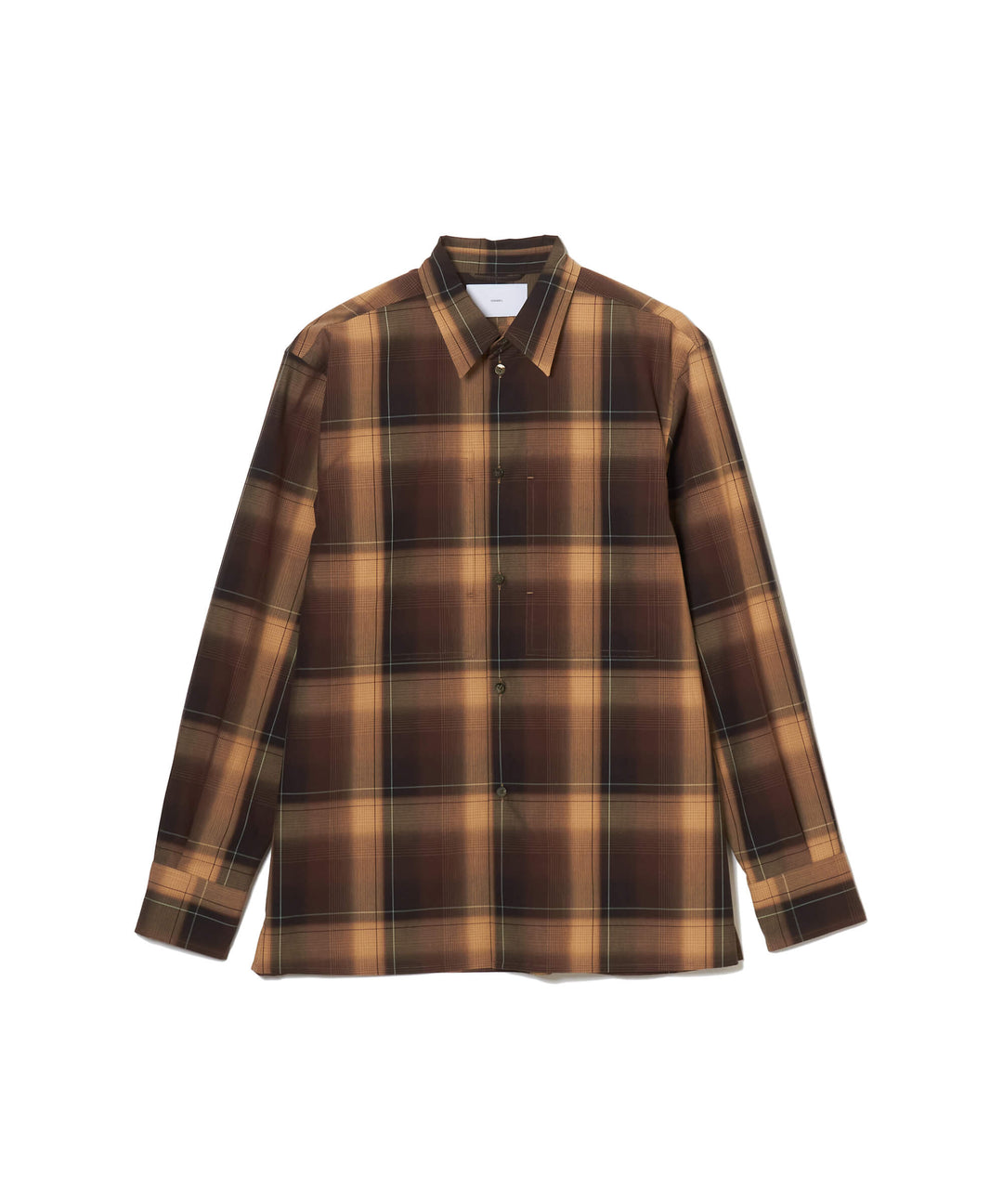 OMBRE PLAID PANEL POCKET BLOUSE