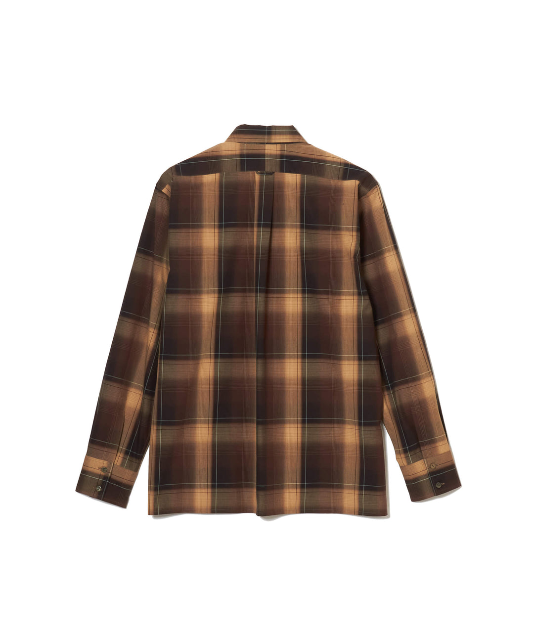 OMBRE PLAID PANEL POCKET BLOUSE