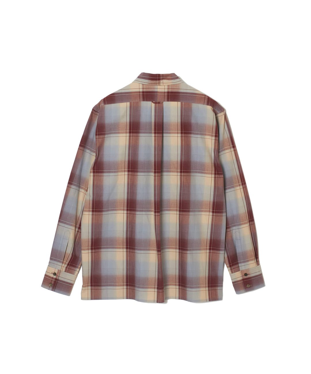 OMBRE PLAID PANEL POCKET BLOUSE