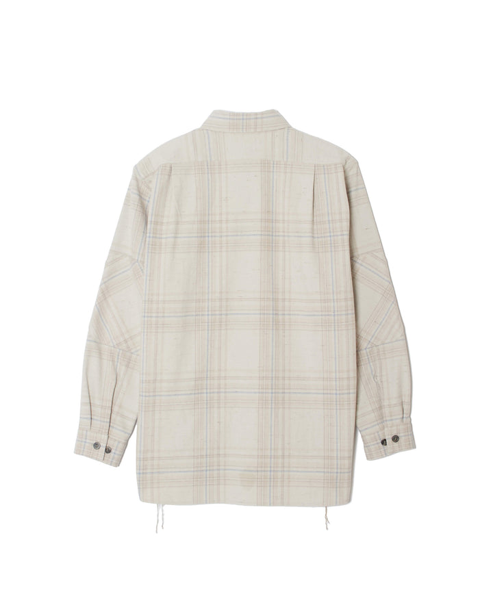 JAZZ NEP OMBRE PLAID ELBOW PATCH BLOUSE