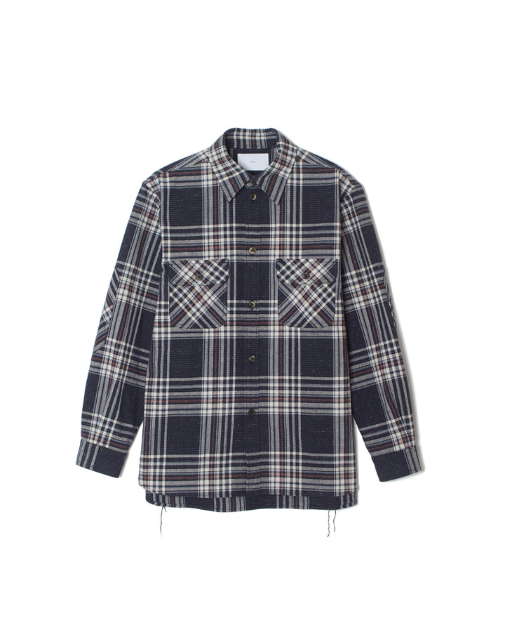 JAZZ NEP OMBRE PLAID ELBOW PATCH BLOUSE