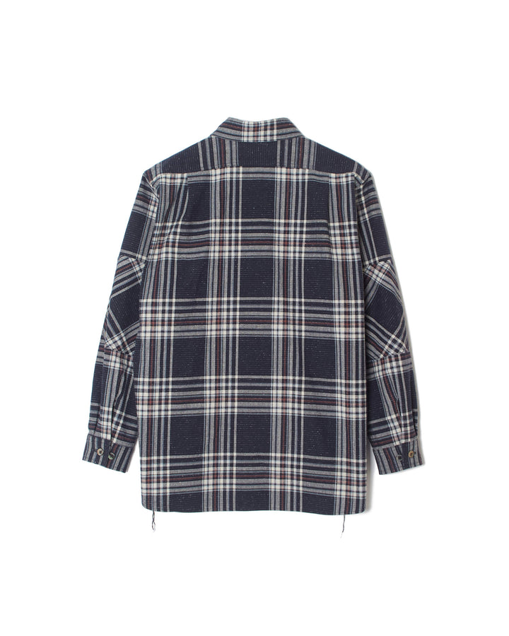 JAZZ NEP OMBRE PLAID ELBOW PATCH BLOUSE