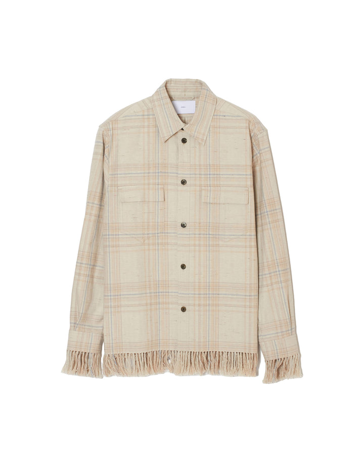 JAZZ NEP OMBRE PLAID FRINGE BLOUSE