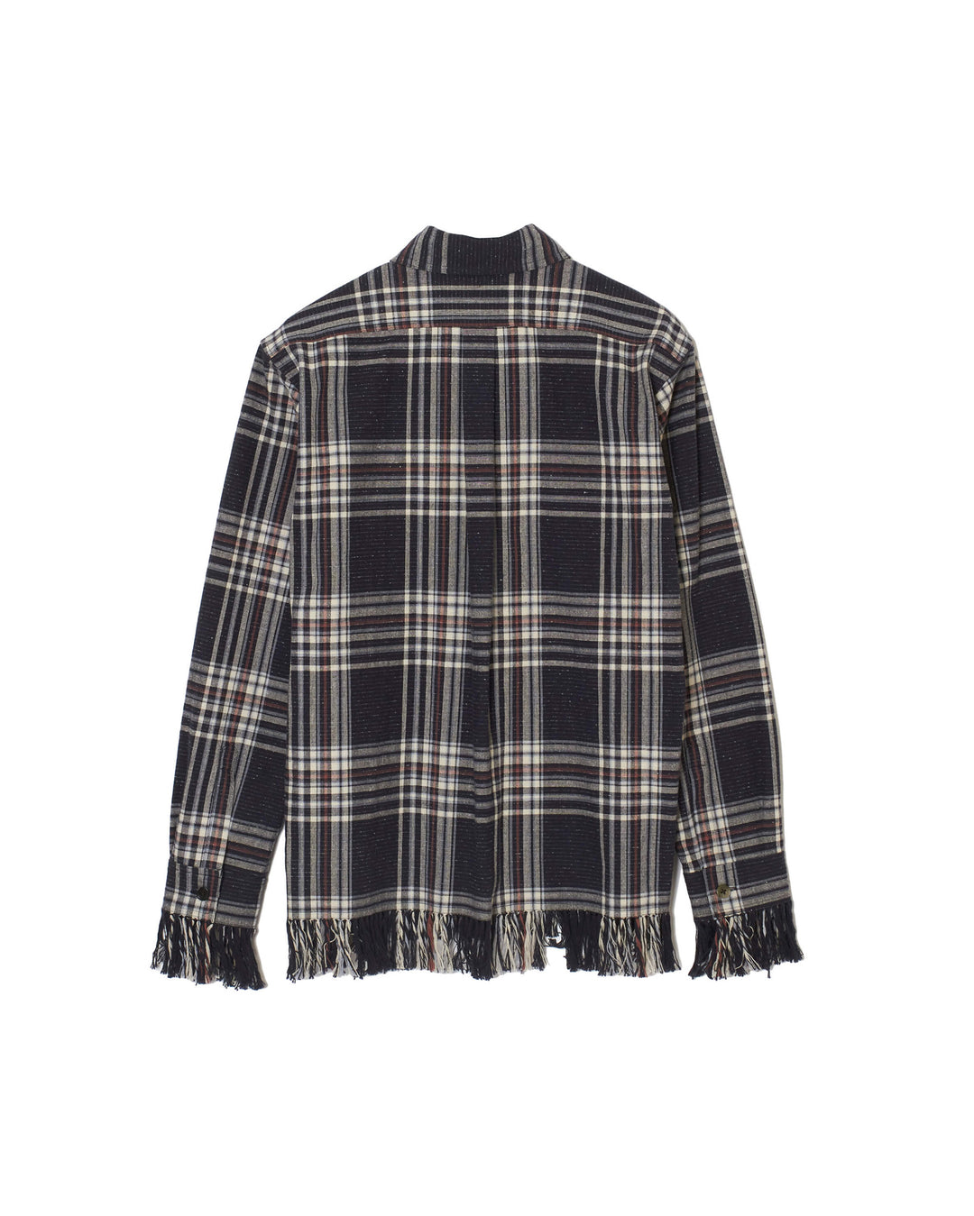 JAZZ NEP OMBRE PLAID FRINGE BLOUSE