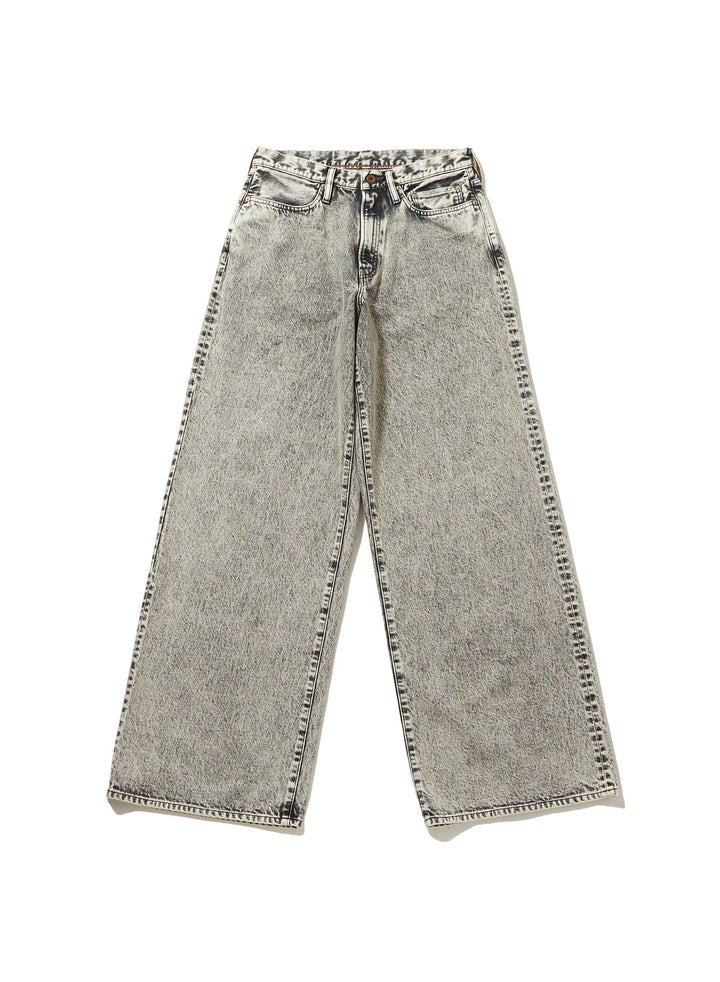 ACID WASHED MODERN DENIM WIDE TROUSERS