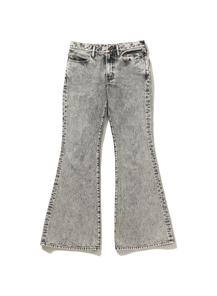 ACID WASHED MODERN DENIM FLARED TROUSERS