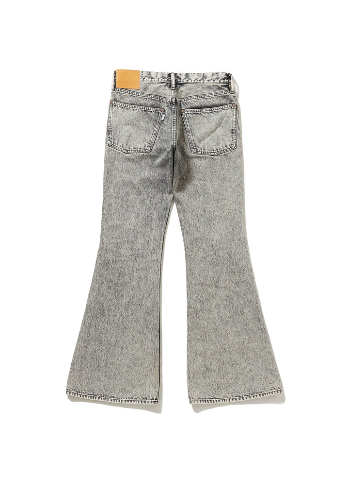 ACID WASHED MODERN DENIM FLARED TROUSERS