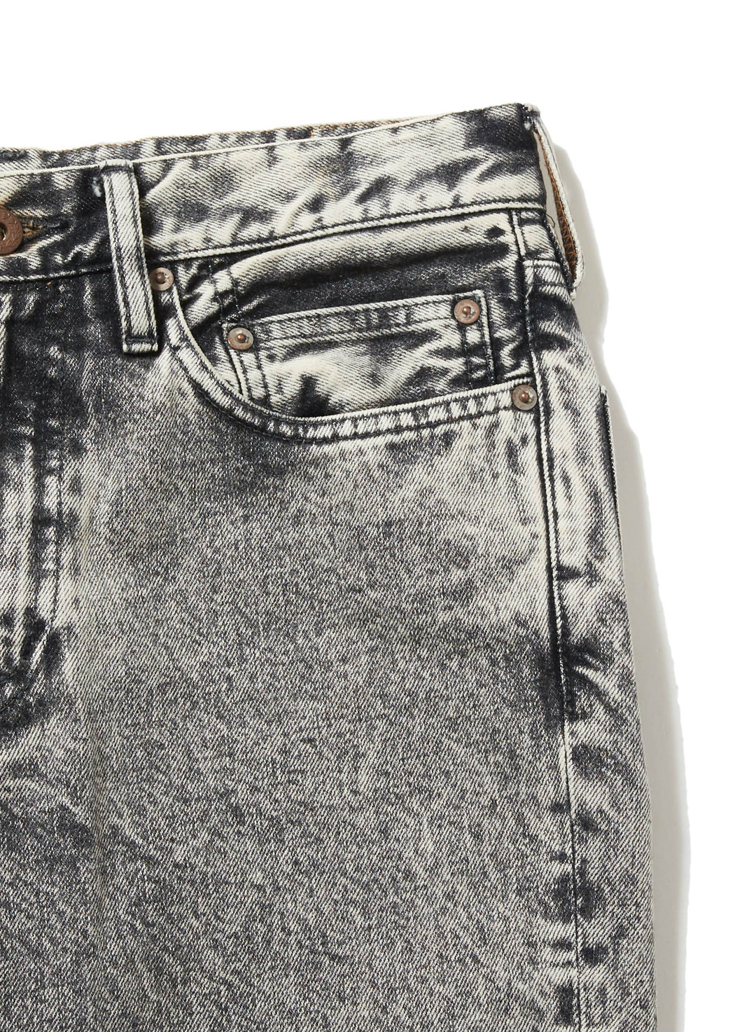 ACID WASHED MODERN DENIM FLARED TROUSERS