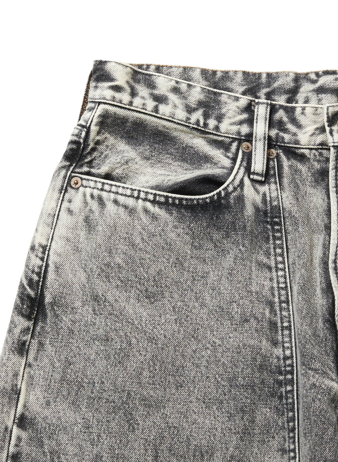 ACID WASHED MODERN WESTERN WIDE TROUSERS