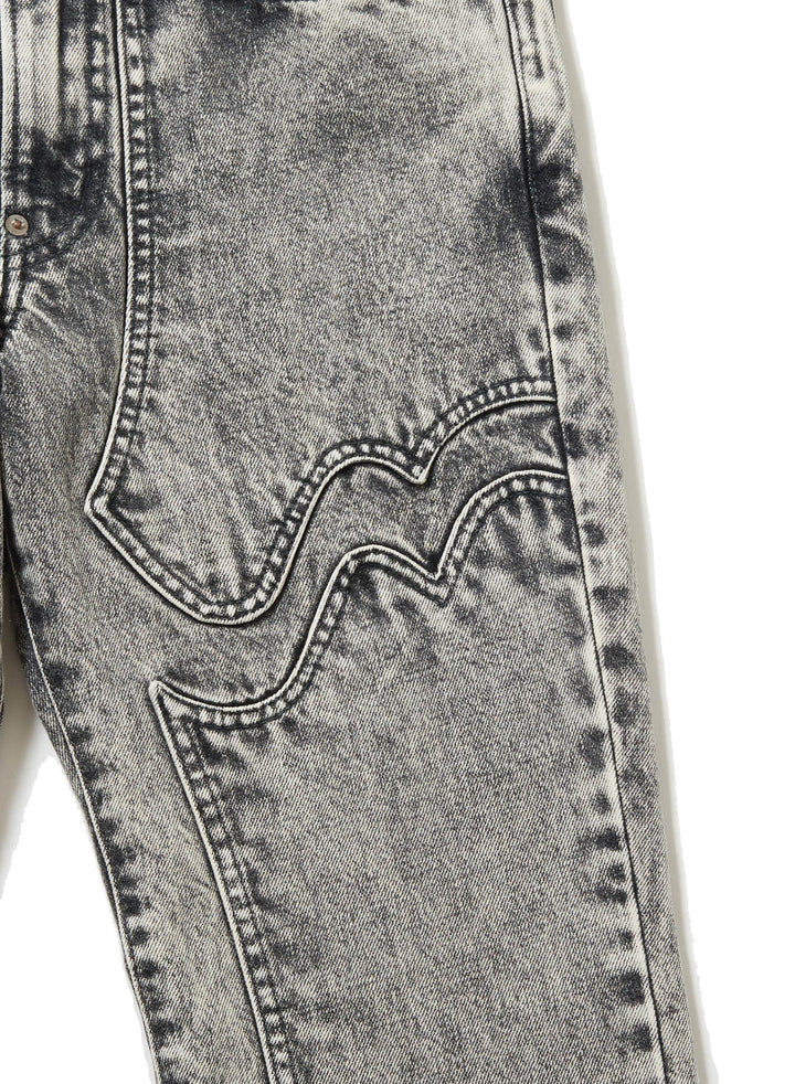 ACID WASHED MODERN WESTERN FLARED TROUSERS