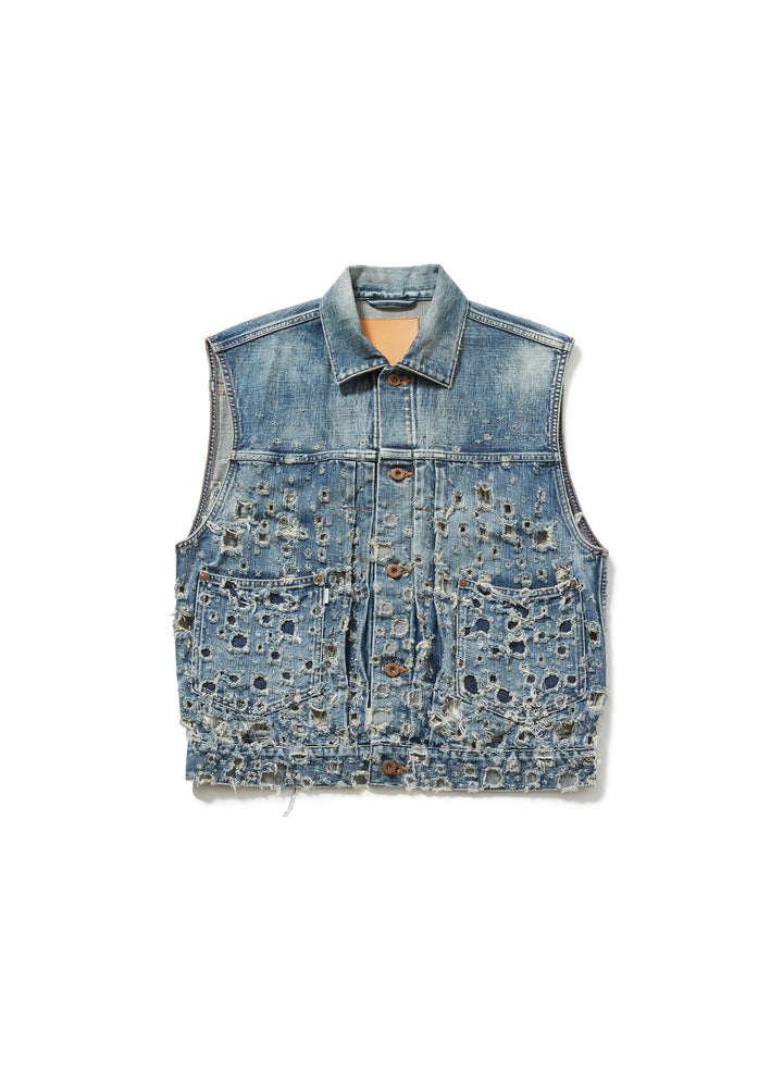 CRASHED MODERN DENIM VEST