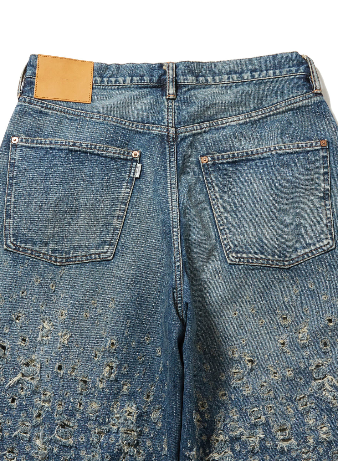 CRASHED MODERN DENIM WIDE TROUSERS