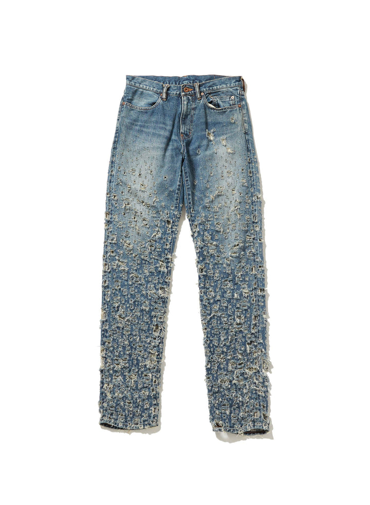 CRASHED MODERN DENIM REGULAR TROUSERS