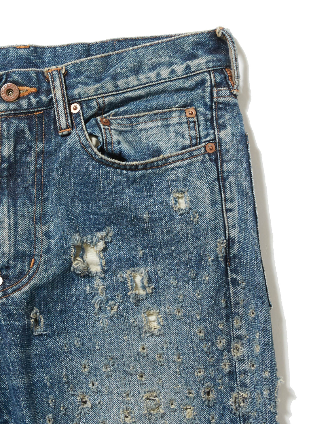 CRASHED MODERN DENIM FLARED TROUSERS