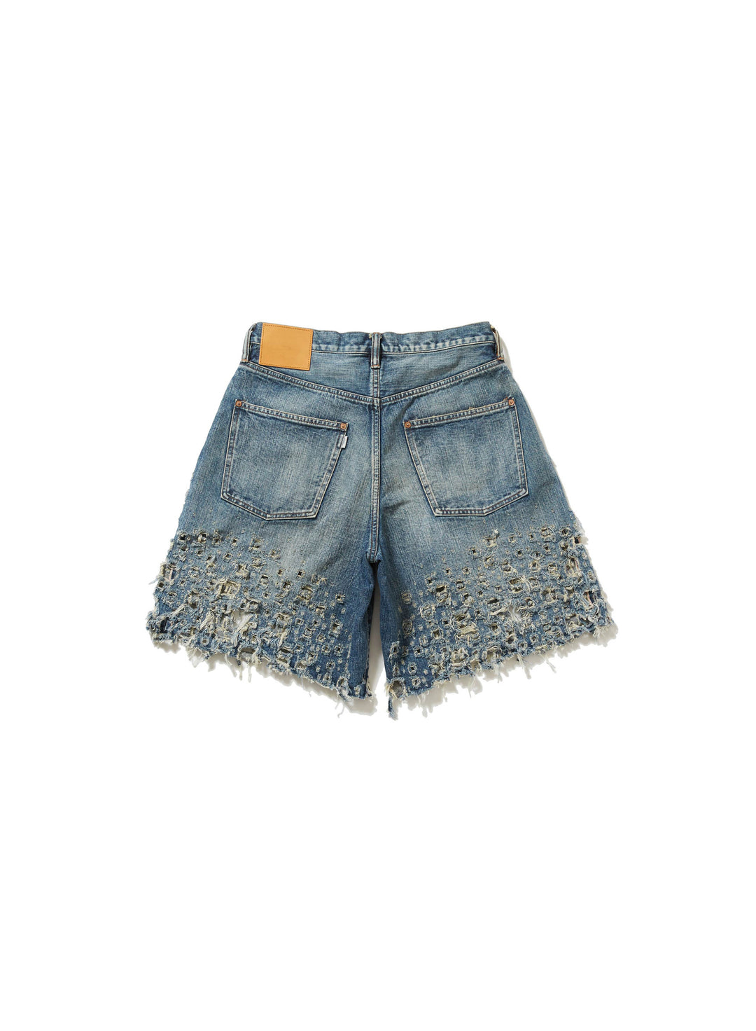 CRASHED MODERN DENIM WIDE SHORTS