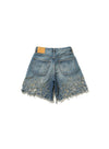 CRASHED MODERN DENIM WIDE SHORTS