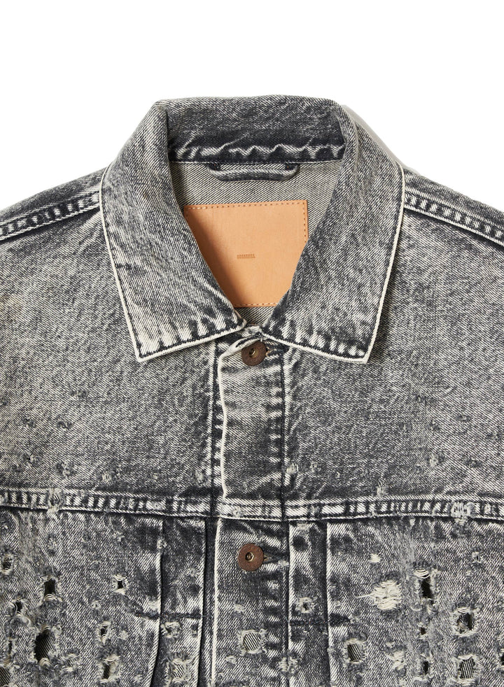 CRASHED BLACK MODERN DENIM JACKET