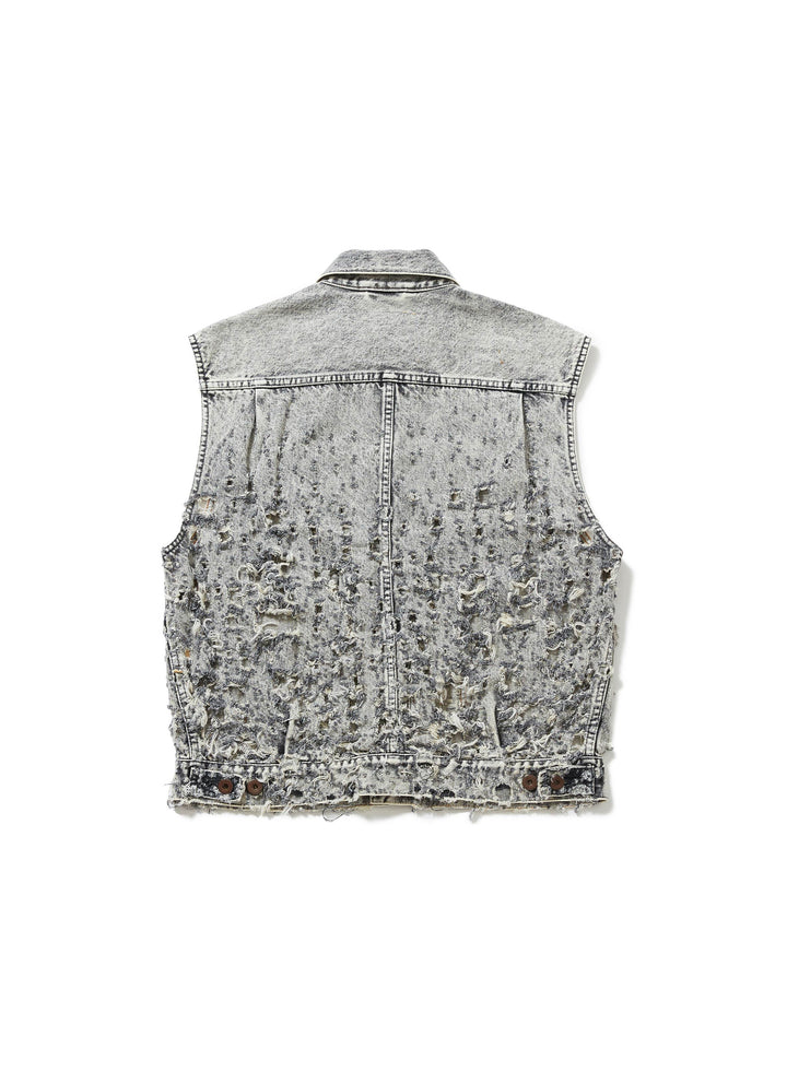 CRASHED BLACK MODERN DENIM VEST