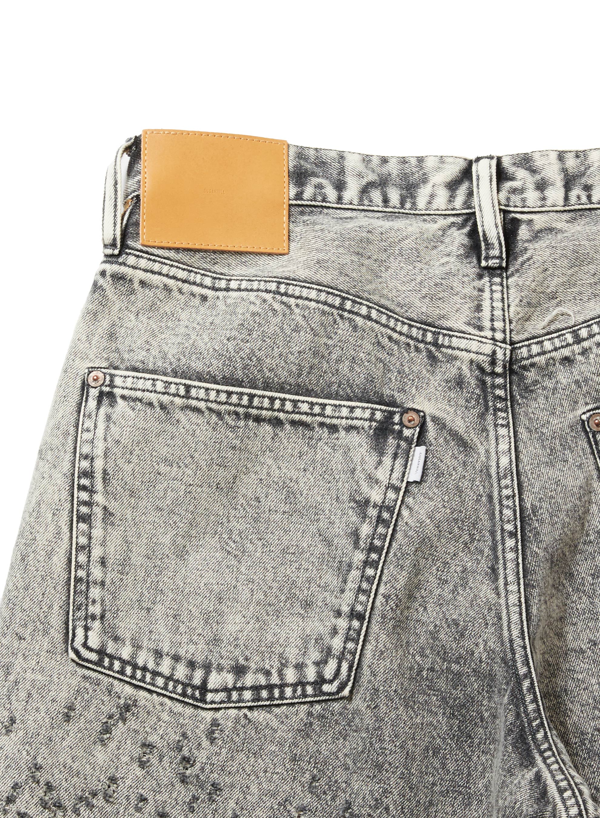 CRASHED BLACK MODERN DENIM WIDE TROUSERS – SUGARHILL TOKYO