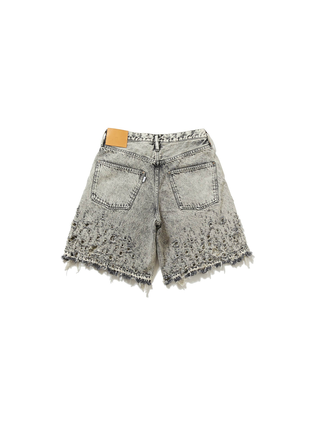 CRASHED BLACK MODERN DENIM WIDE SHORTS