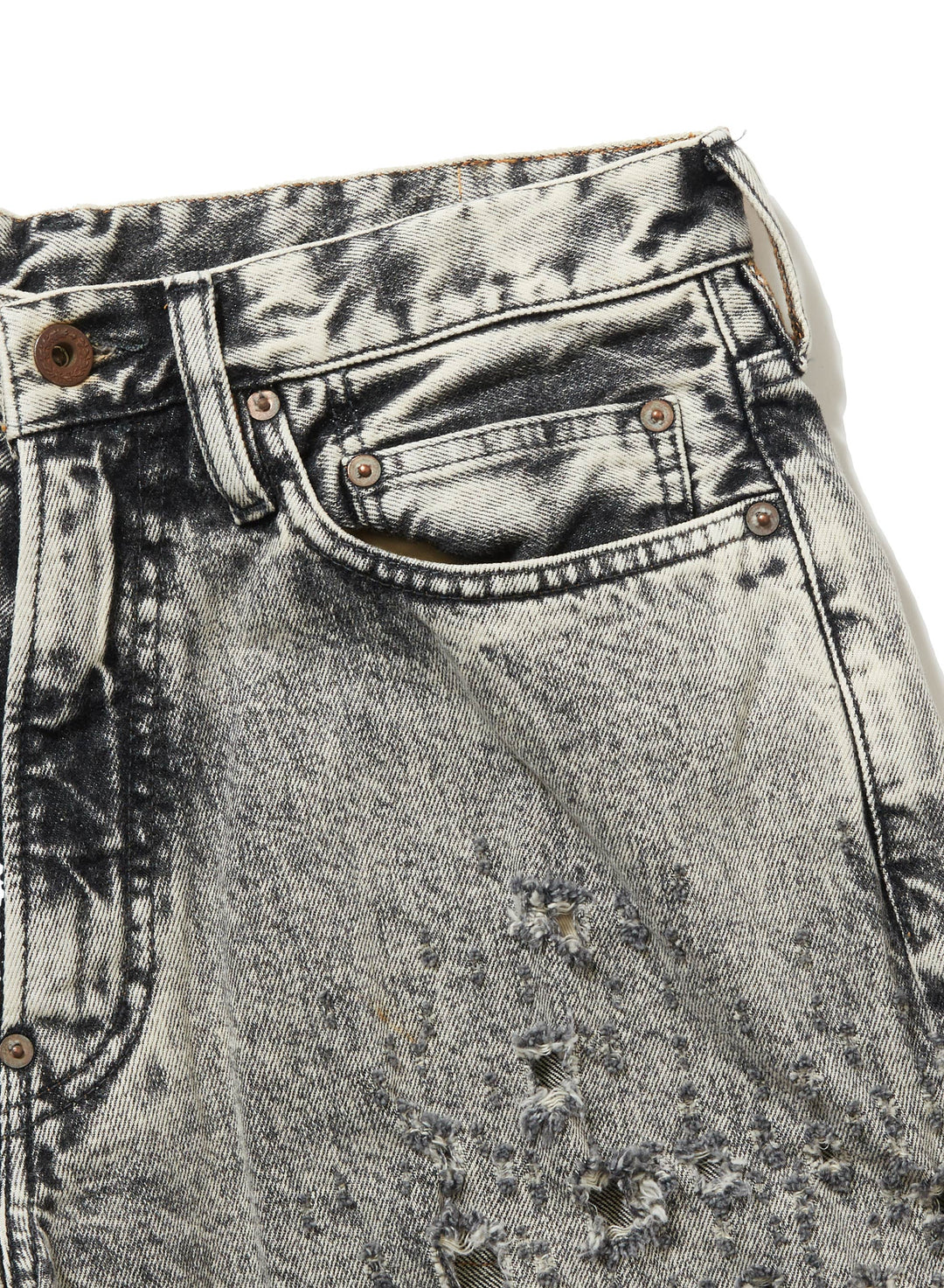 CRASHED BLACK MODERN DENIM WIDE SHORTS