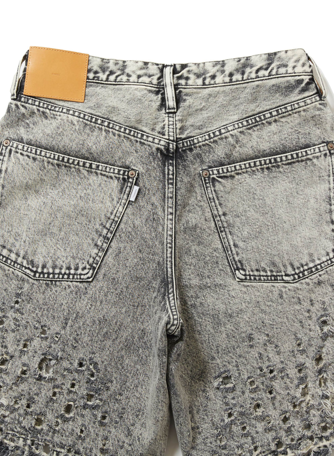 CRASHED BLACK MODERN DENIM WIDE SHORTS