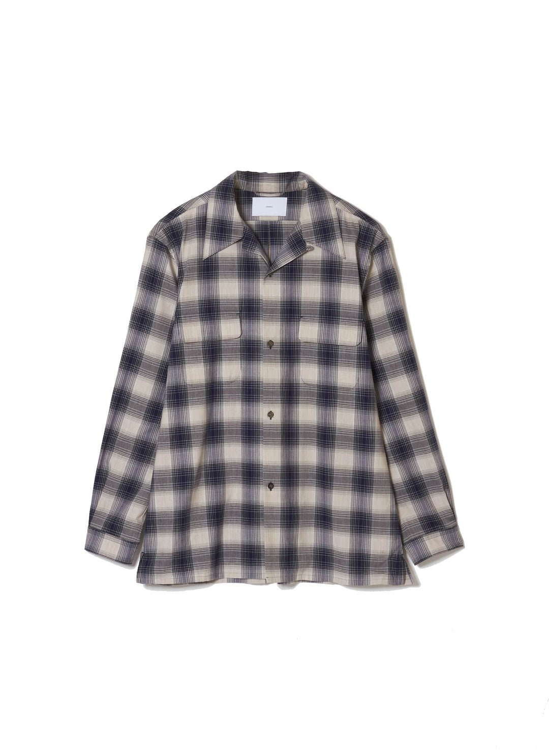 YAK OMBRE PLAID OPEN COLLAR BLOUSE