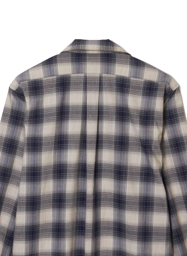 YAK OMBRE PLAID OPEN COLLAR BLOUSE