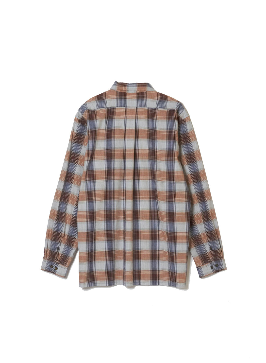 YAK OMBRE PLAID OPEN COLLAR BLOUSE