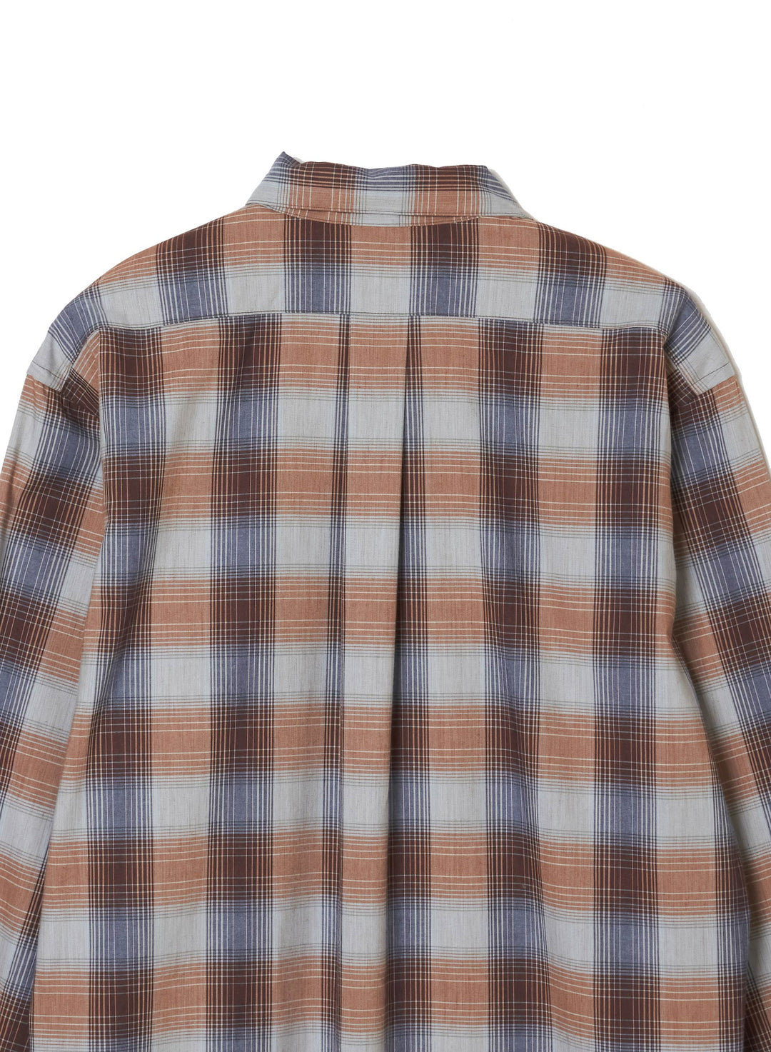 YAK OMBRE PLAID OPEN COLLAR BLOUSE