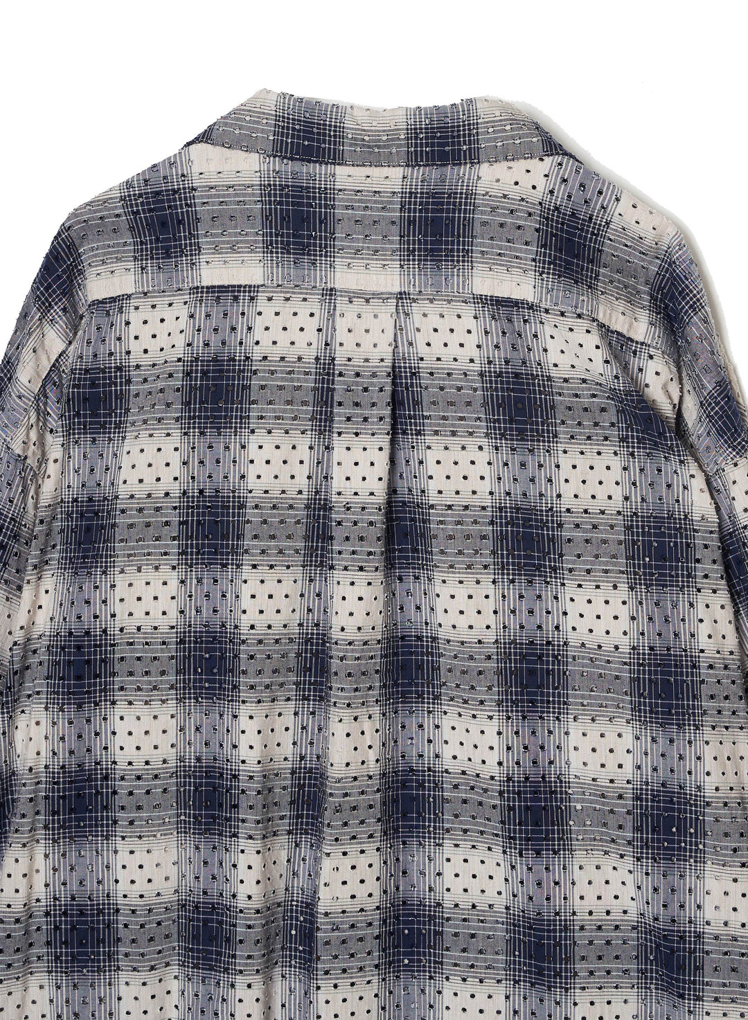 PUNCHING YAK OMBRE PLAID OPEN COLLAR BLOUSE