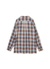 PUNCHING YAK OMBRE PLAID OPEN COLLAR BLOUSE